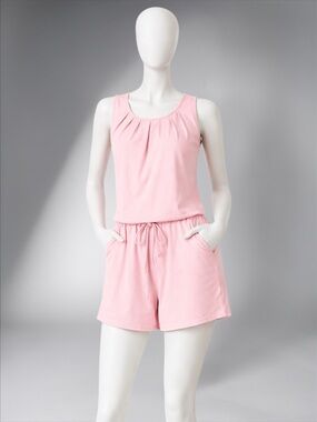 Women’s Pink Sleeveless Romper - Soft Lounge Shorts